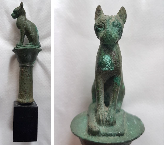 Haut de sceptre, Bastet, Egypte, basse époque