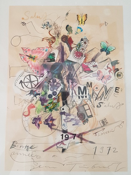 Jean Tinguely, bonne année, collage Jean Tinguely, bonne année, collage